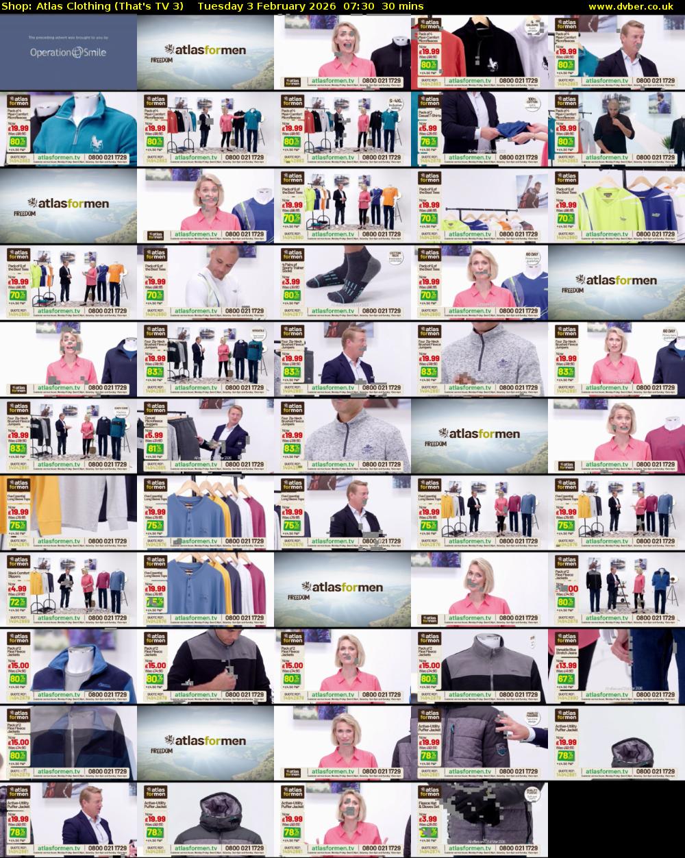Shop: Atlas Clothing (That's TV 3) Tuesday 3 February 2026 07:30 - 08:00