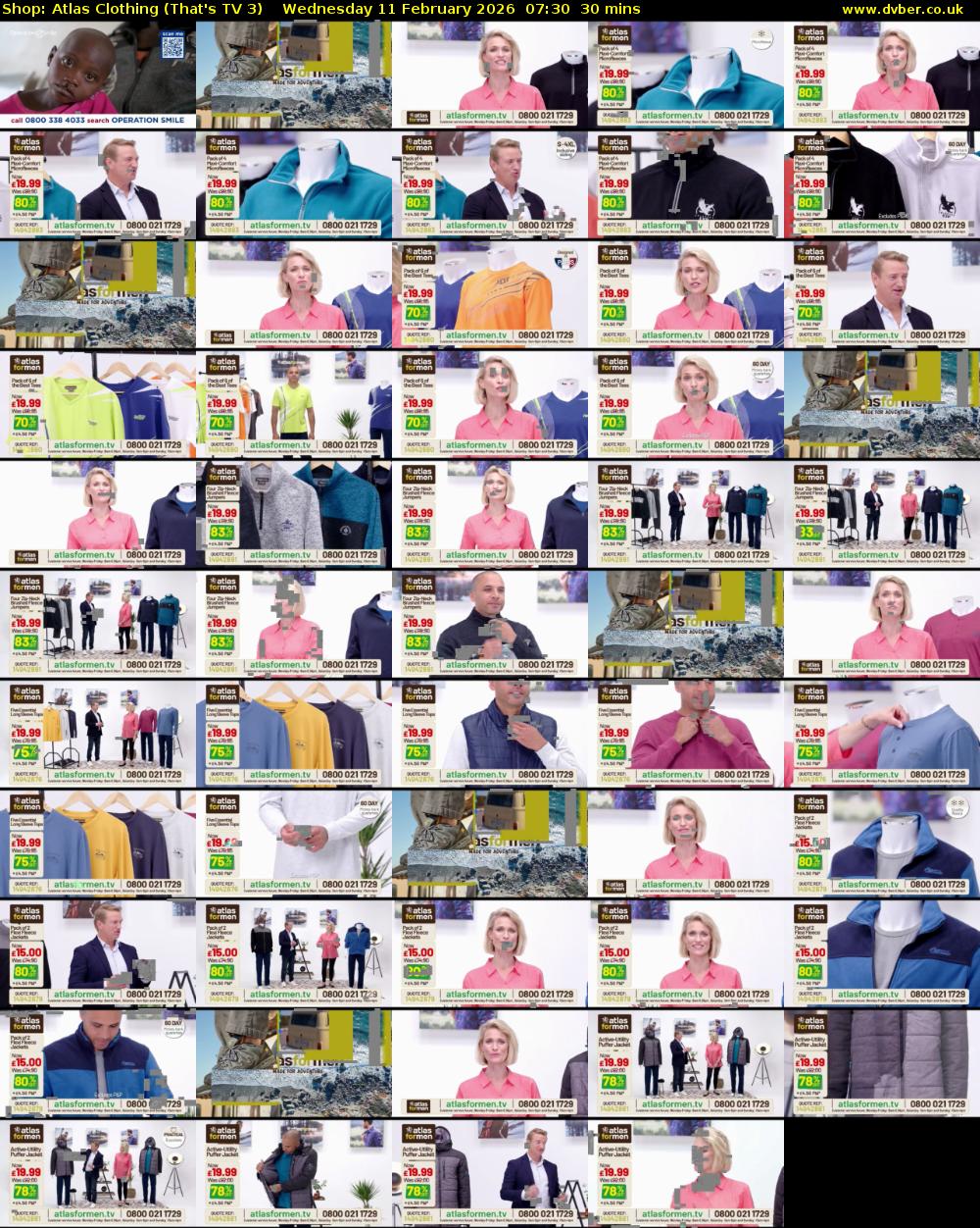 Shop: Atlas Clothing (That's TV 3) Wednesday 11 February 2026 07:30 - 08:00