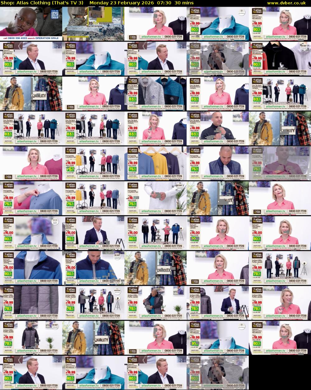 Shop: Atlas Clothing (That's TV 3) Monday 23 February 2026 07:30 - 08:00