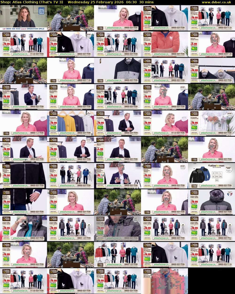 Shop: Atlas Clothing (That's TV 3) Wednesday 25 February 2026 06:30 - 07:00