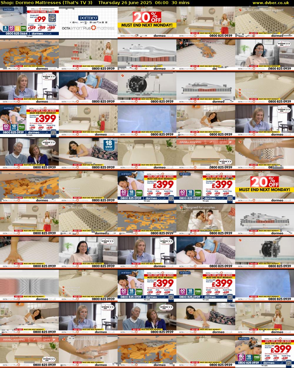 Shop: Dormeo Mattresses (That's TV 3) Thursday 26 June 2025 06:00 - 06:30