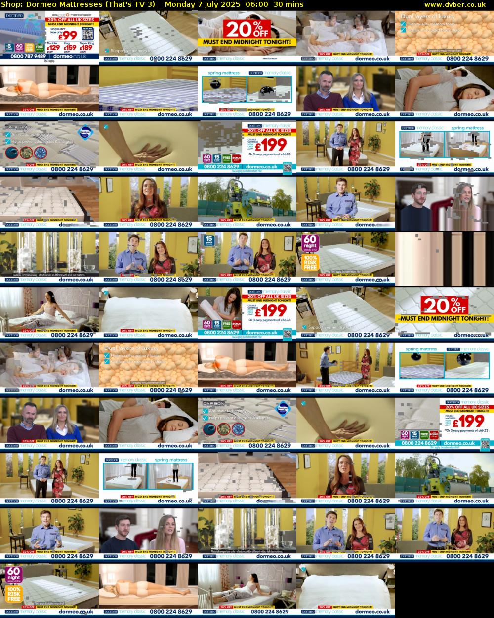 Shop: Dormeo Mattresses (That's TV 3) Monday 7 July 2025 06:00 - 06:30