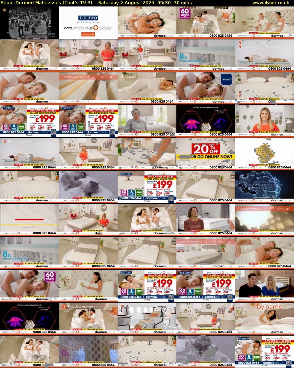 Shop: Dormeo Mattresses (That's TV 3) Saturday 2 August 2025 05:30 - 06:00