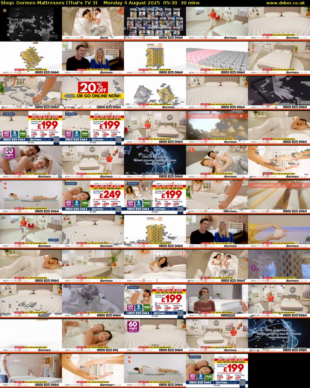 Shop: Dormeo Mattresses (That's TV 3) Monday 4 August 2025 05:30 - 06:00