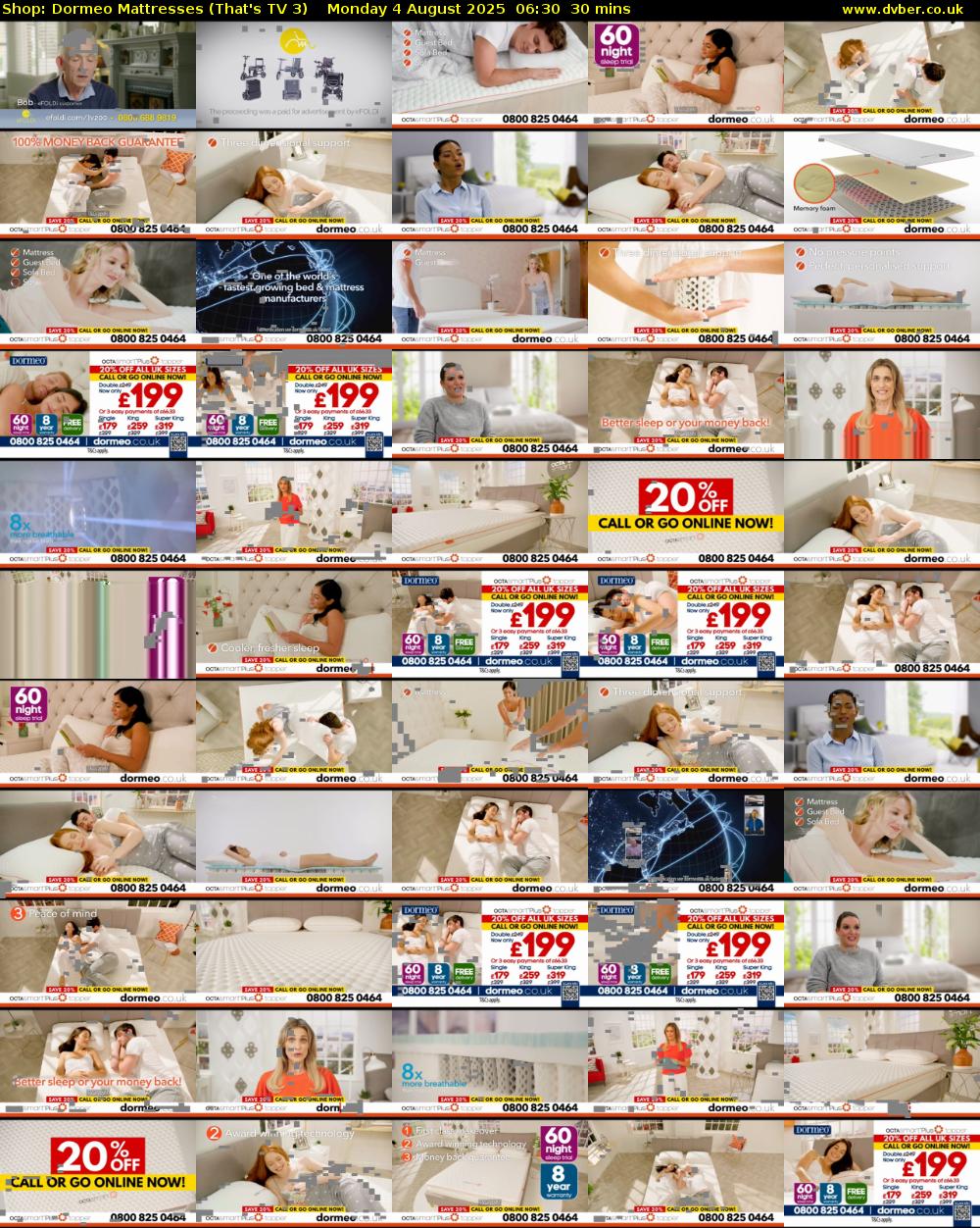 Shop: Dormeo Mattresses (That's TV 3) Monday 4 August 2025 06:30 - 07:00