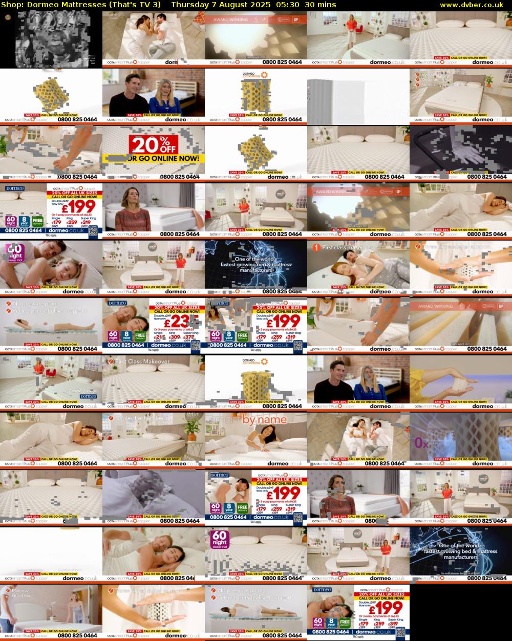 Shop: Dormeo Mattresses (That's TV 3) Thursday 7 August 2025 05:30 - 06:00