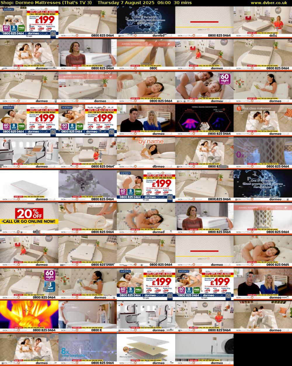 Shop: Dormeo Mattresses (That's TV 3) Thursday 7 August 2025 06:00 - 06:30