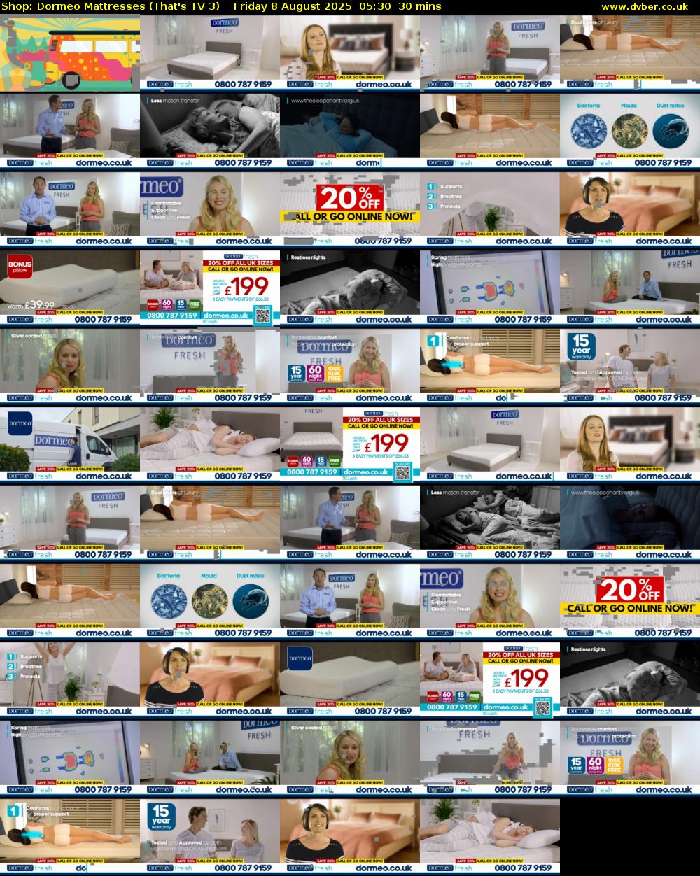 Shop: Dormeo Mattresses (That's TV 3) Friday 8 August 2025 05:30 - 06:00