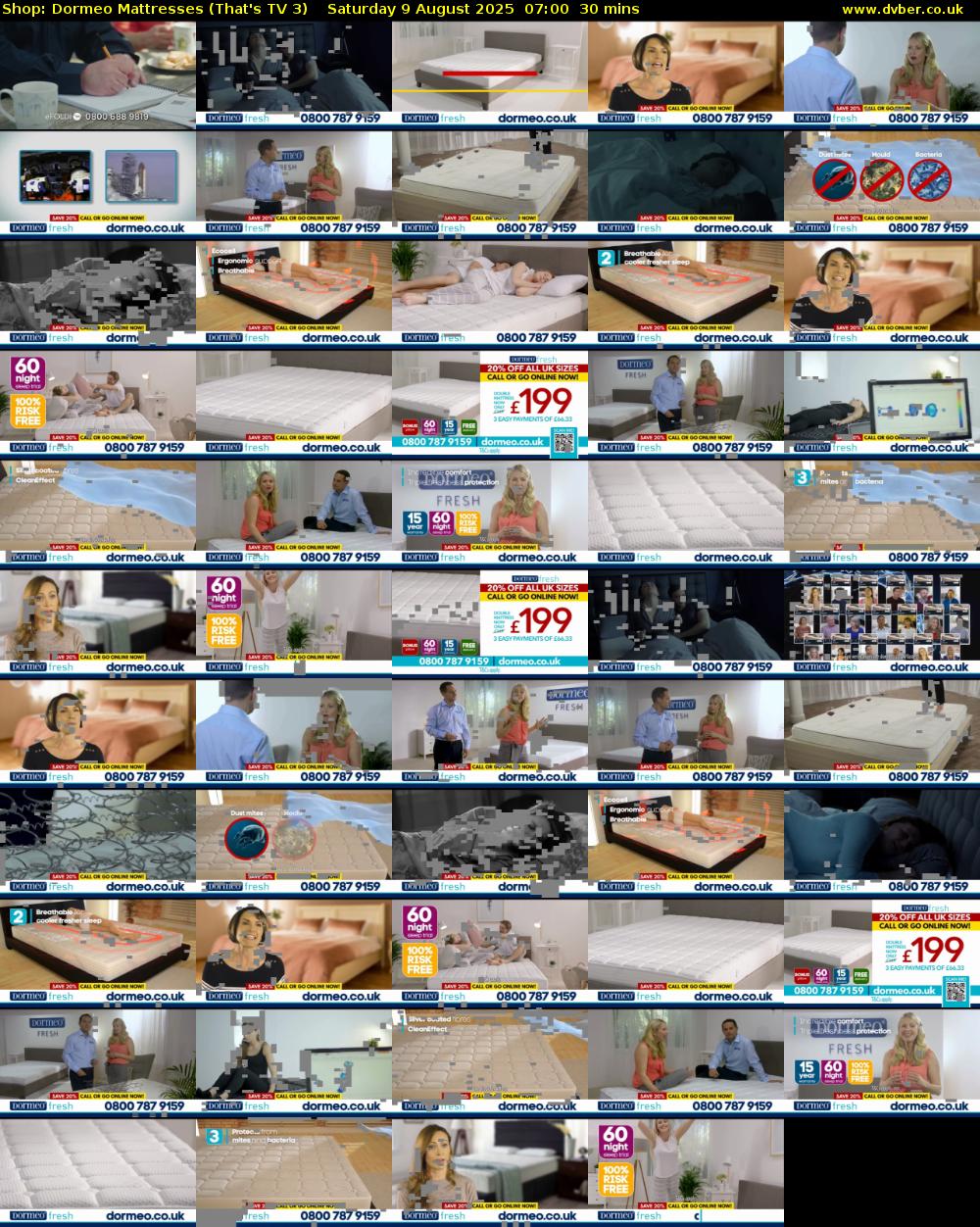 Shop: Dormeo Mattresses (That's TV 3) Saturday 9 August 2025 07:00 - 07:30