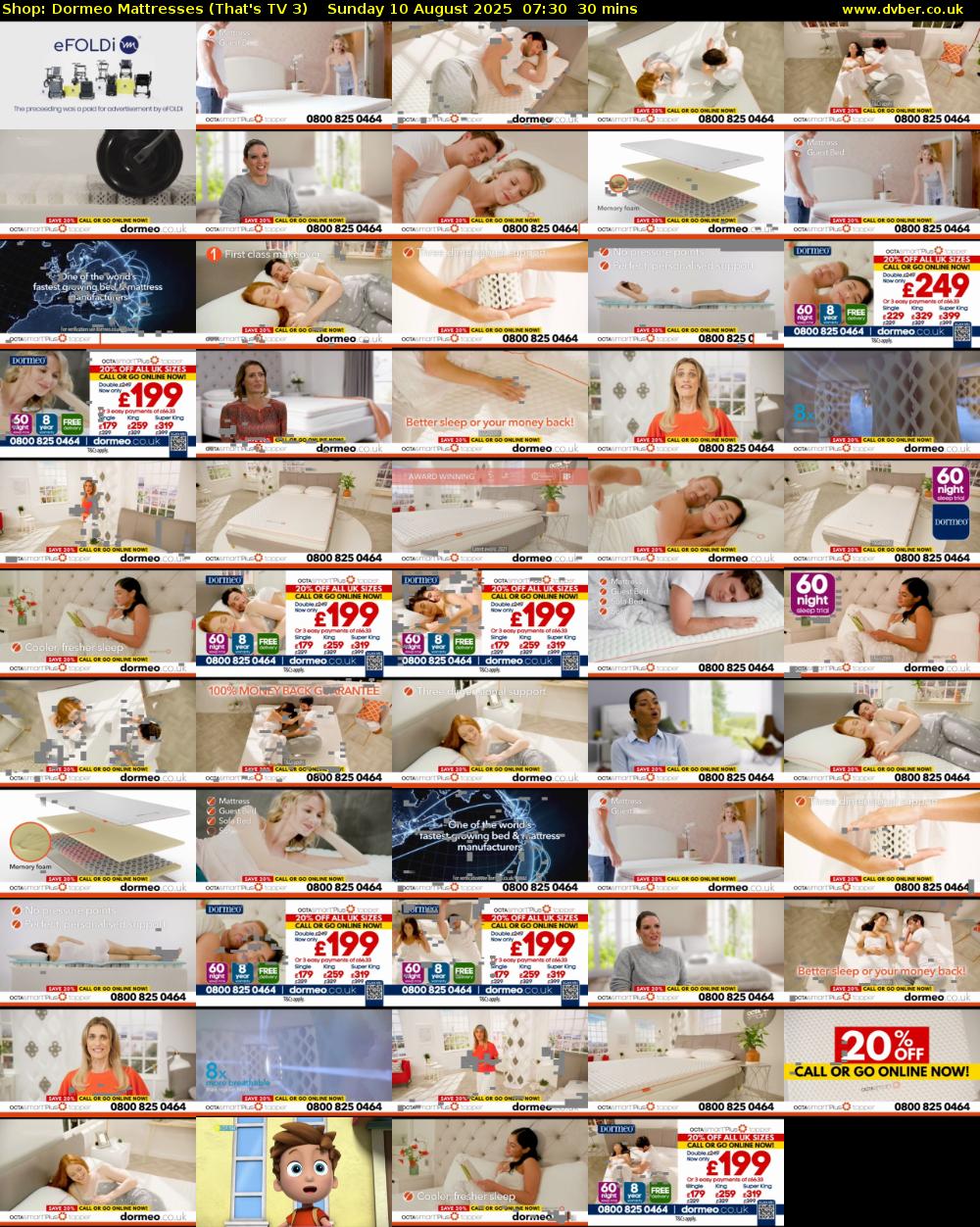 Shop: Dormeo Mattresses (That's TV 3) Sunday 10 August 2025 07:30 - 08:00