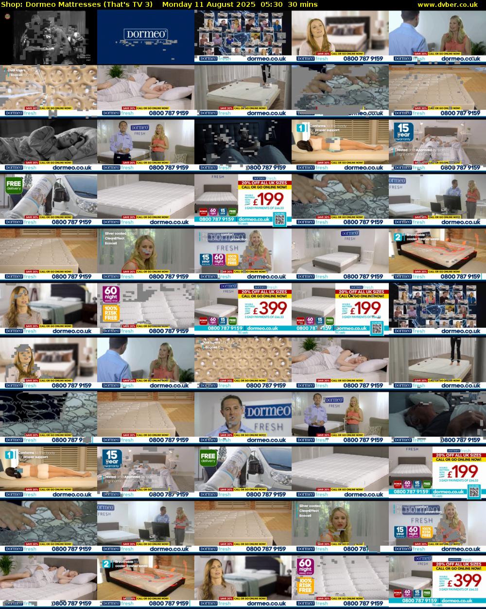 Shop: Dormeo Mattresses (That's TV 3) Monday 11 August 2025 05:30 - 06:00