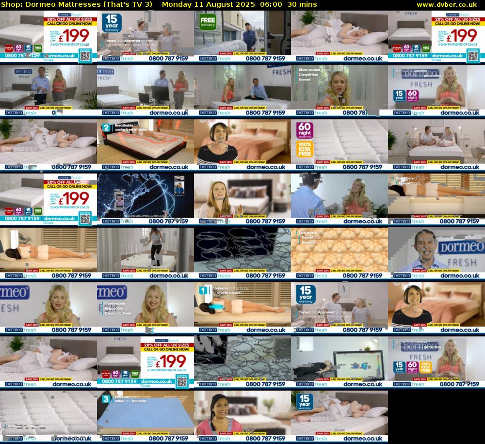 Shop: Dormeo Mattresses (That's TV 3) Monday 11 August 2025 06:00 - 06:30