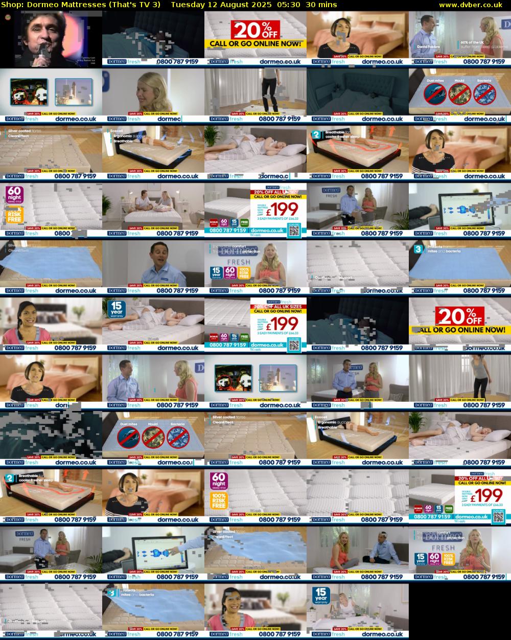 Shop: Dormeo Mattresses (That's TV 3) Tuesday 12 August 2025 05:30 - 06:00