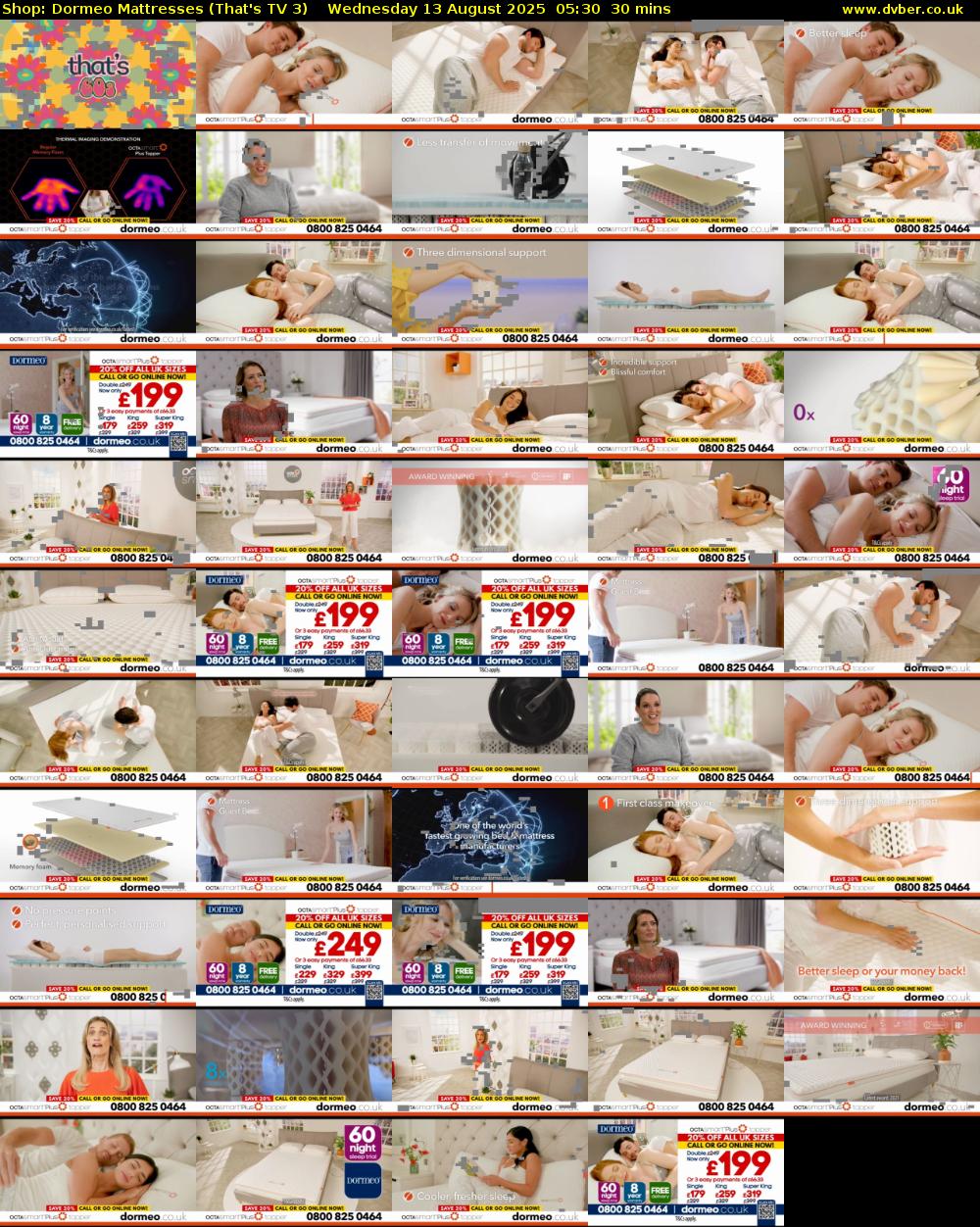 Shop: Dormeo Mattresses (That's TV 3) Wednesday 13 August 2025 05:30 - 06:00