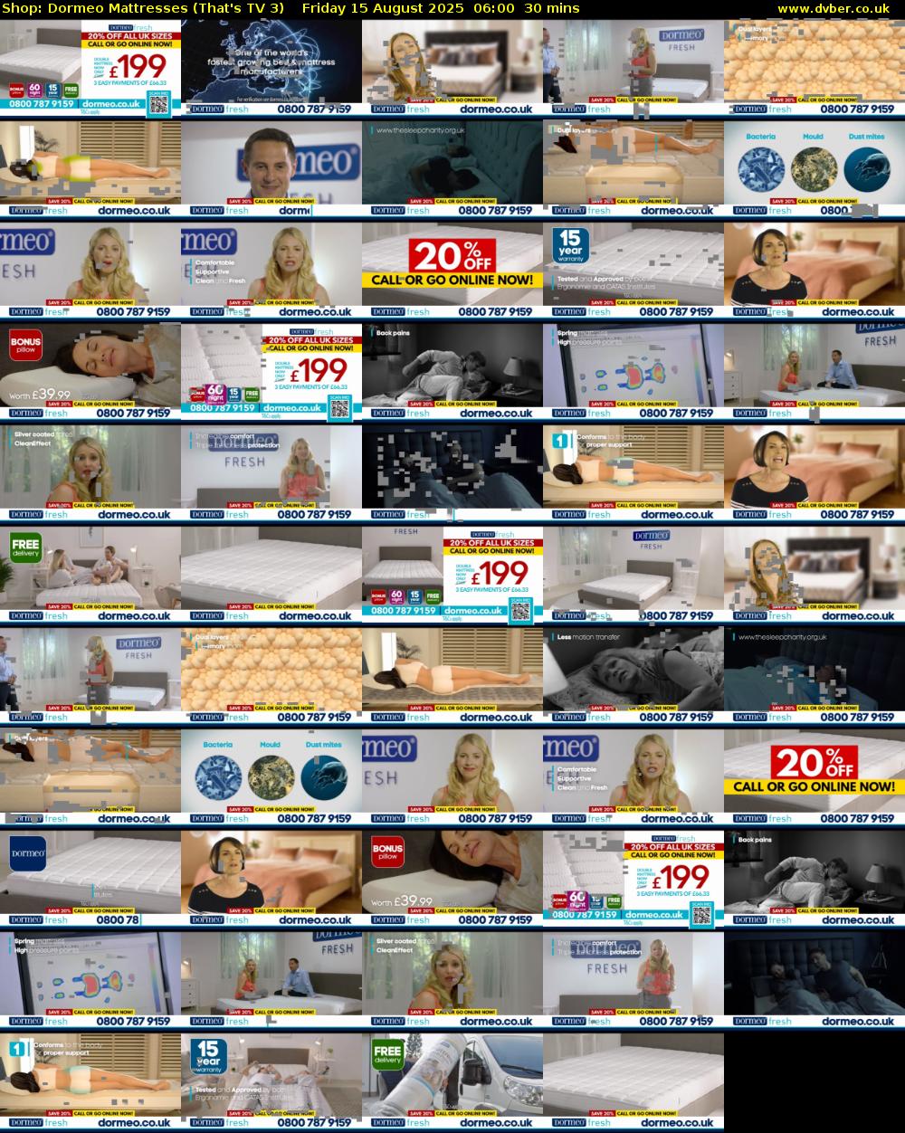 Shop: Dormeo Mattresses (That's TV 3) Friday 15 August 2025 06:00 - 06:30