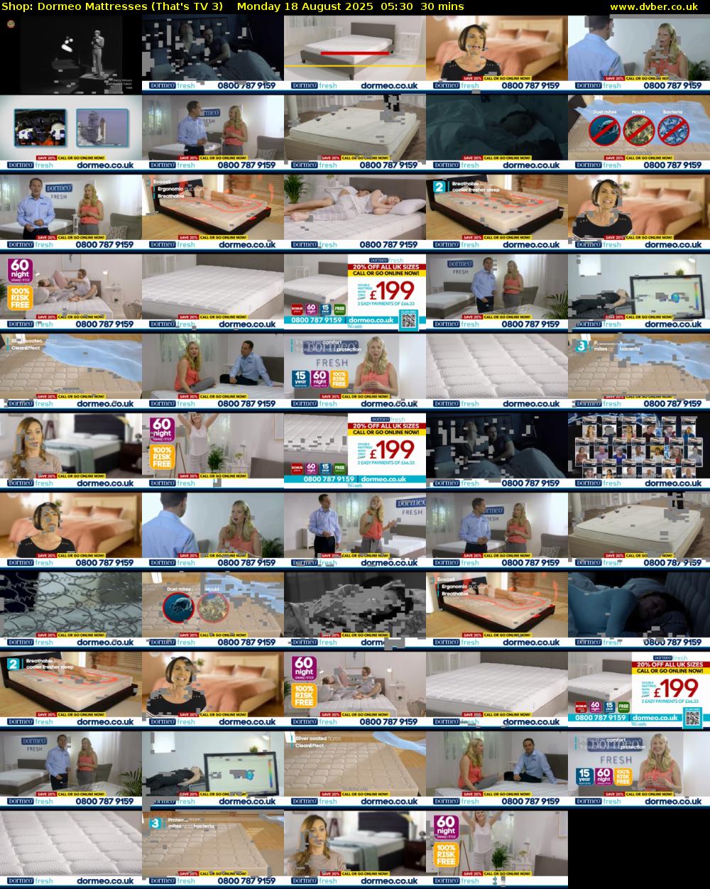 Shop: Dormeo Mattresses (That's TV 3) Monday 18 August 2025 05:30 - 06:00