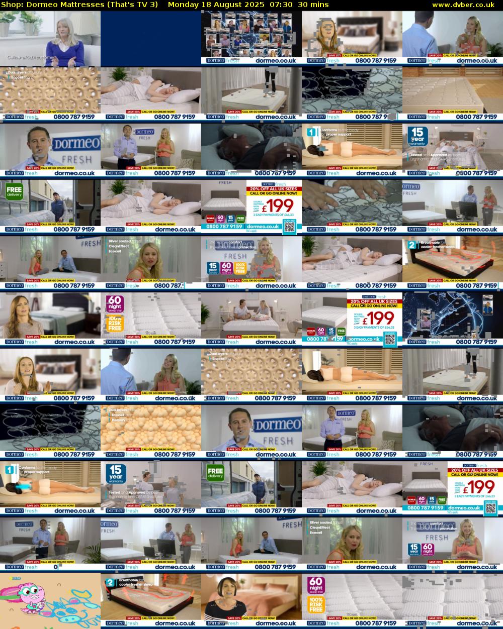 Shop: Dormeo Mattresses (That's TV 3) Monday 18 August 2025 07:30 - 08:00