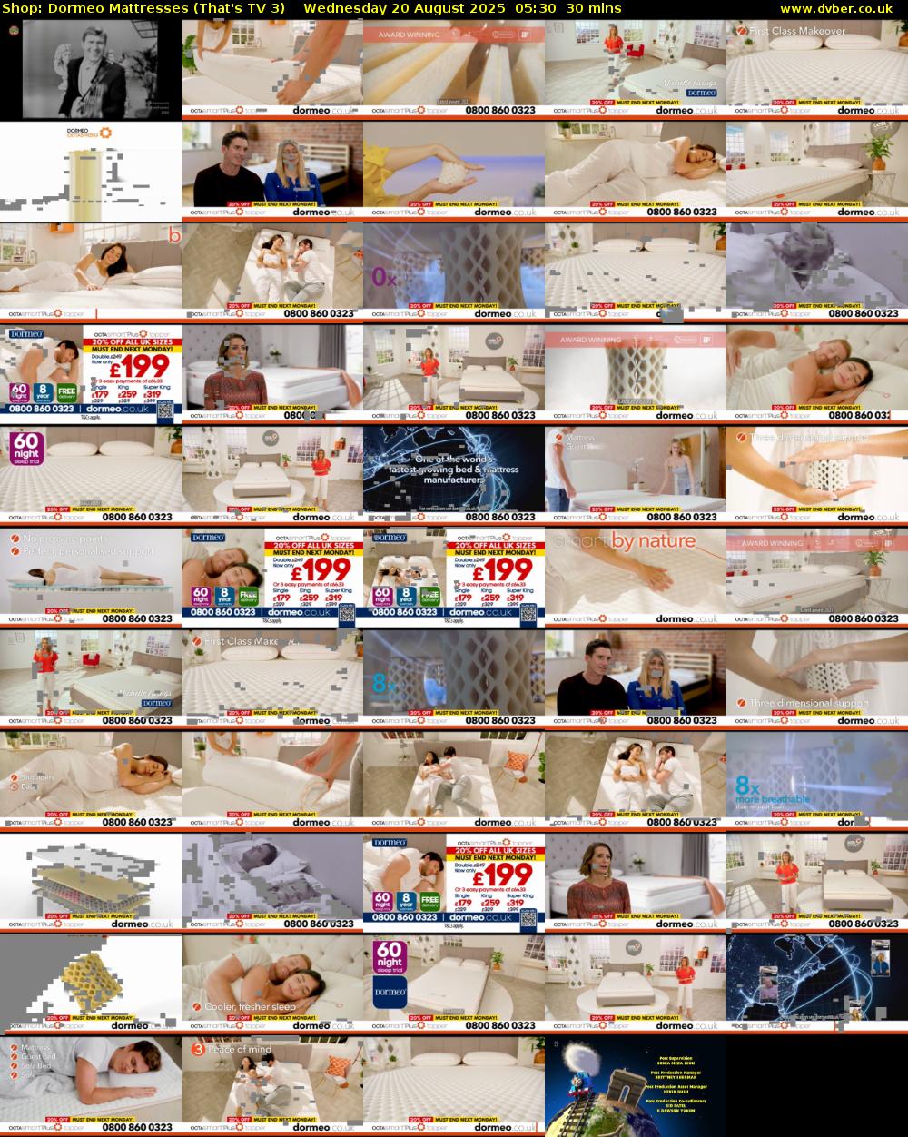 Shop: Dormeo Mattresses (That's TV 3) Wednesday 20 August 2025 05:30 - 06:00
