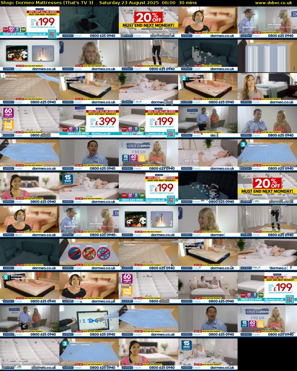 Shop: Dormeo Mattresses (That's TV 3) Saturday 23 August 2025 06:00 - 06:30