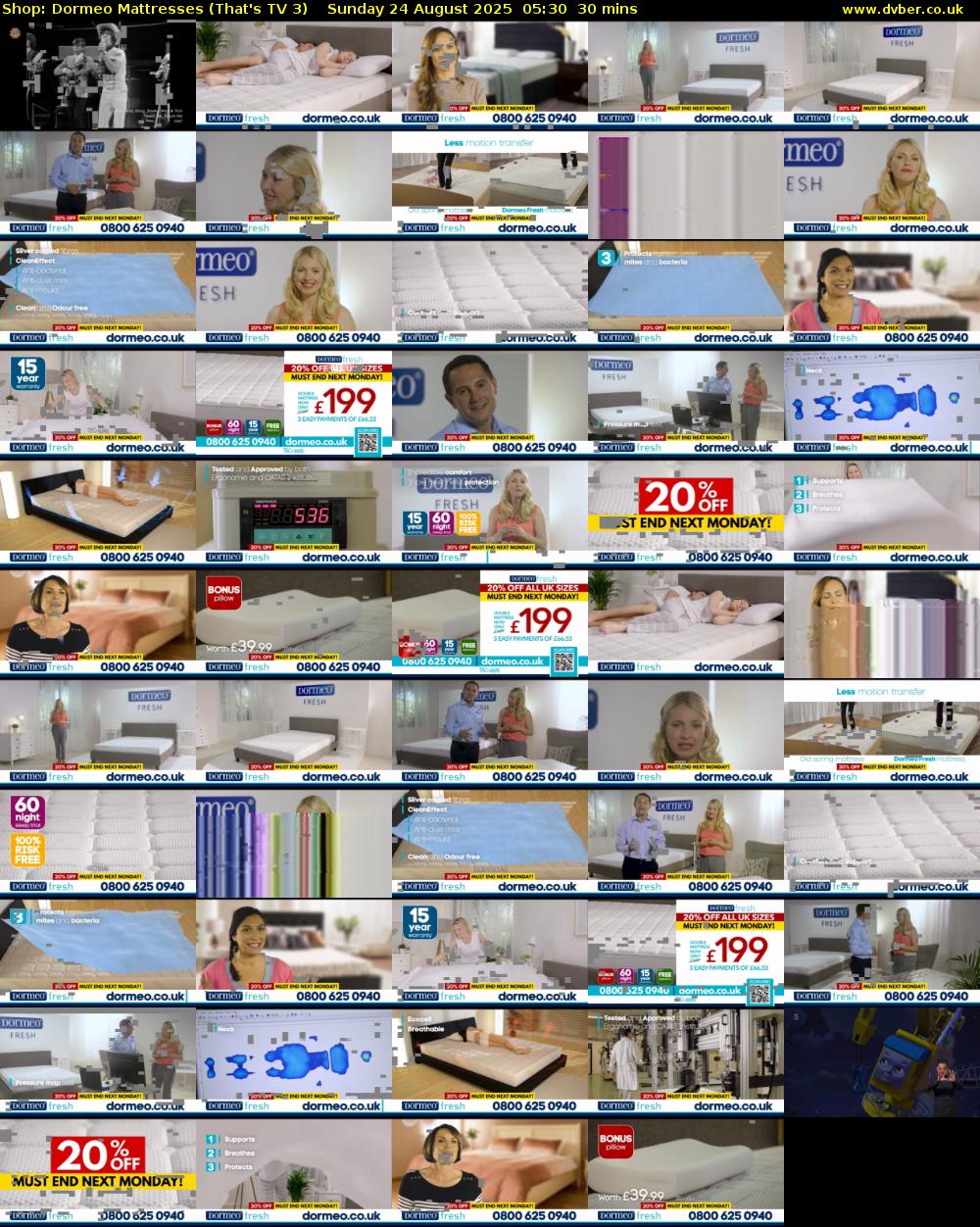 Shop: Dormeo Mattresses (That's TV 3) Sunday 24 August 2025 05:30 - 06:00
