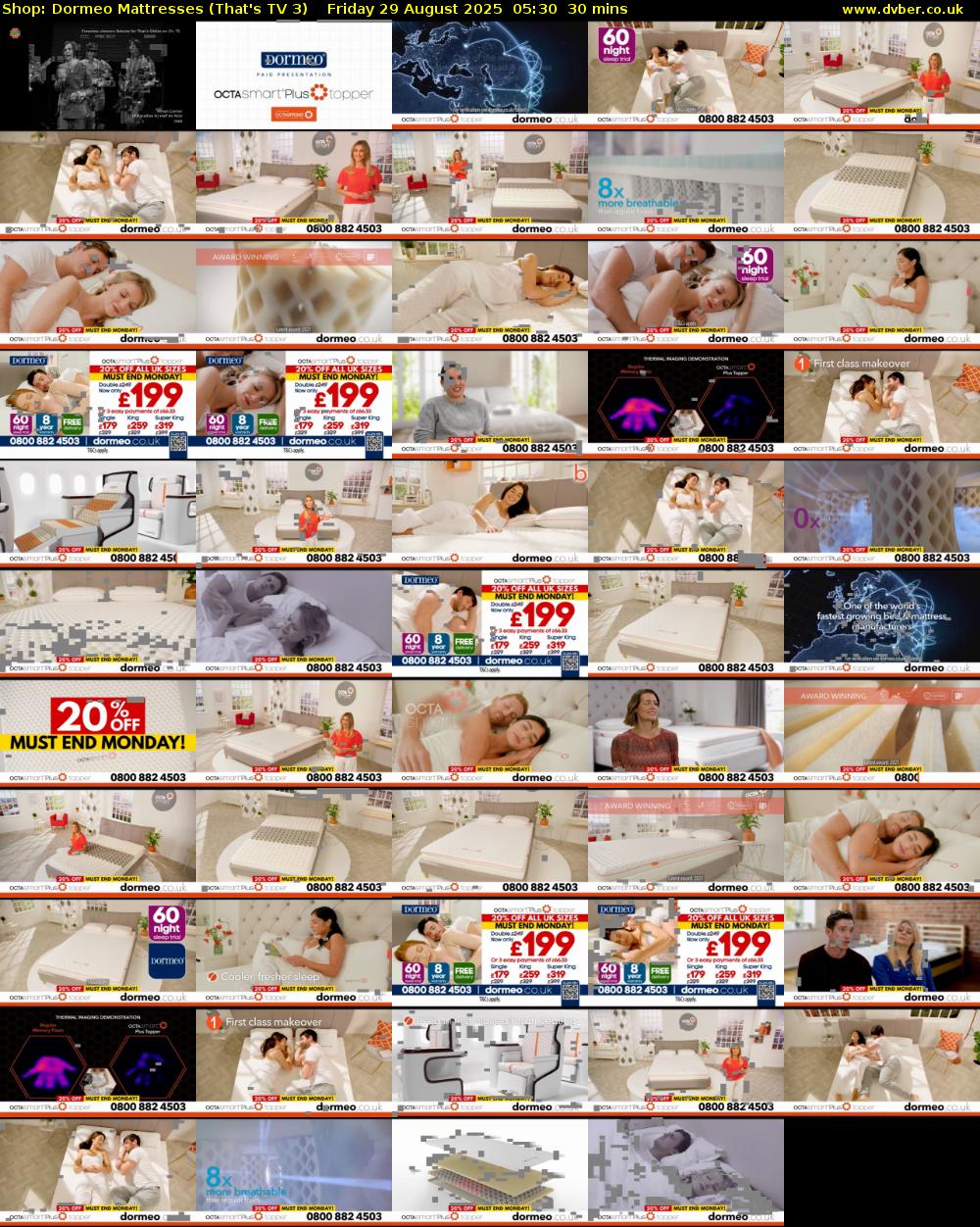 Shop: Dormeo Mattresses (That's TV 3) Friday 29 August 2025 05:30 - 06:00