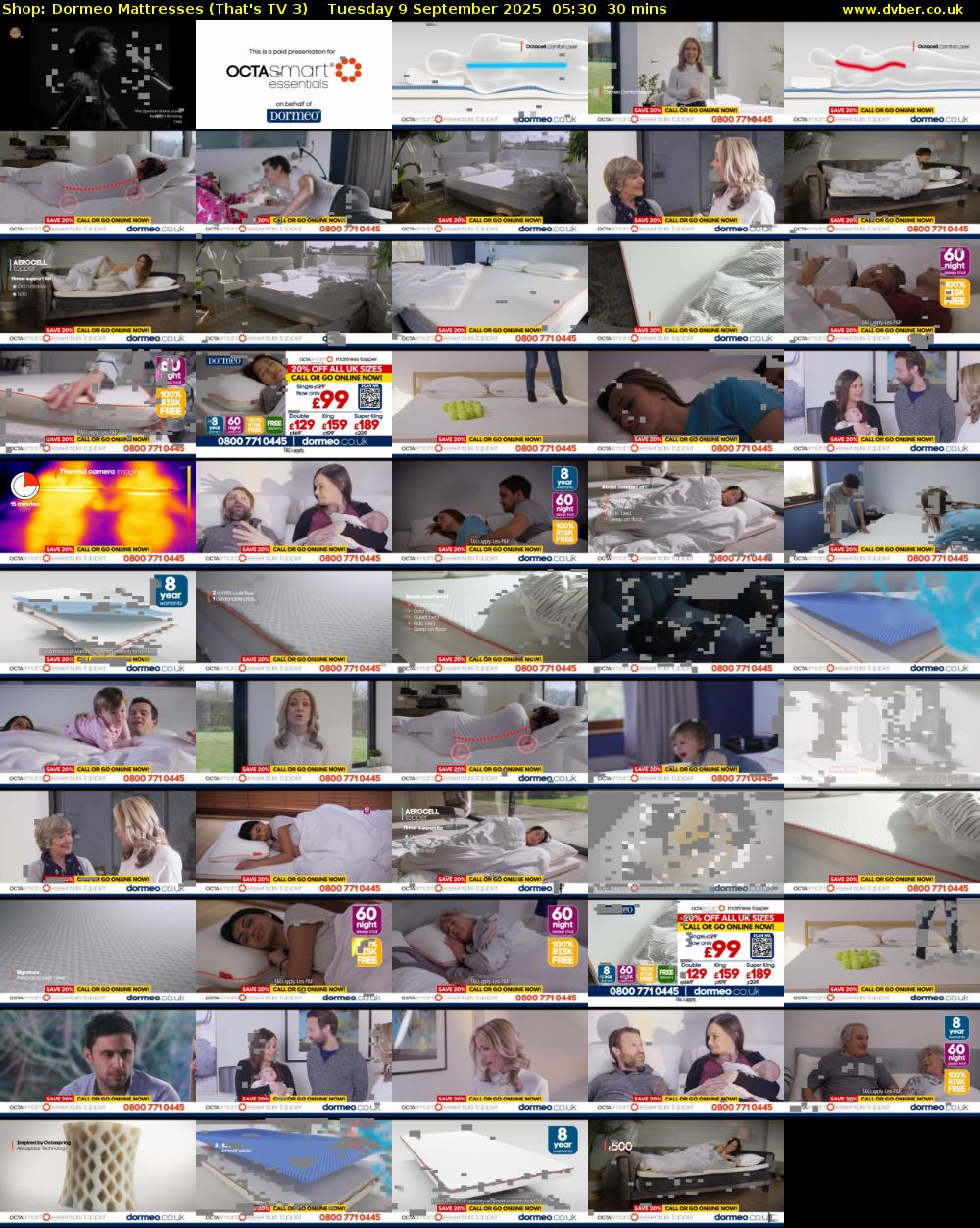 Shop: Dormeo Mattresses (That's TV 3) Tuesday 9 September 2025 05:30 - 06:00