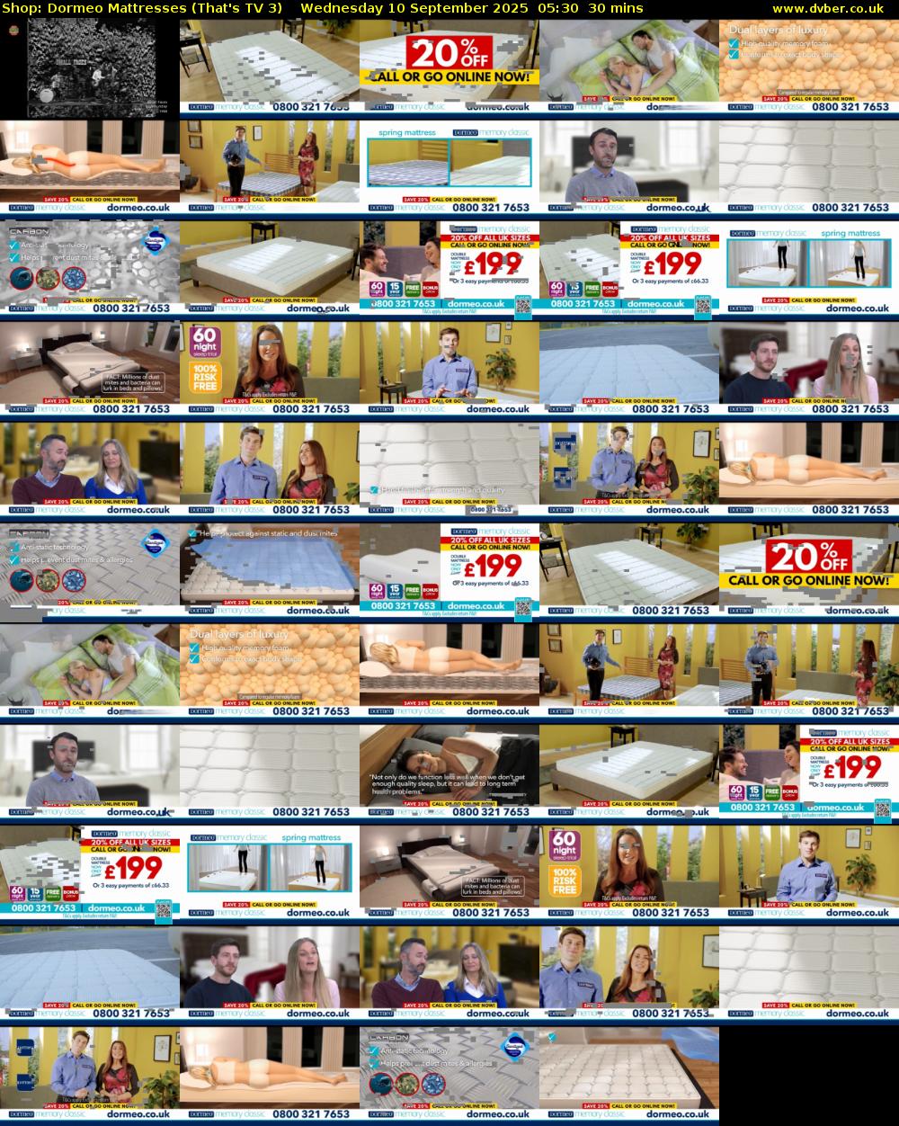 Shop: Dormeo Mattresses (That's TV 3) Wednesday 10 September 2025 05:30 - 06:00
