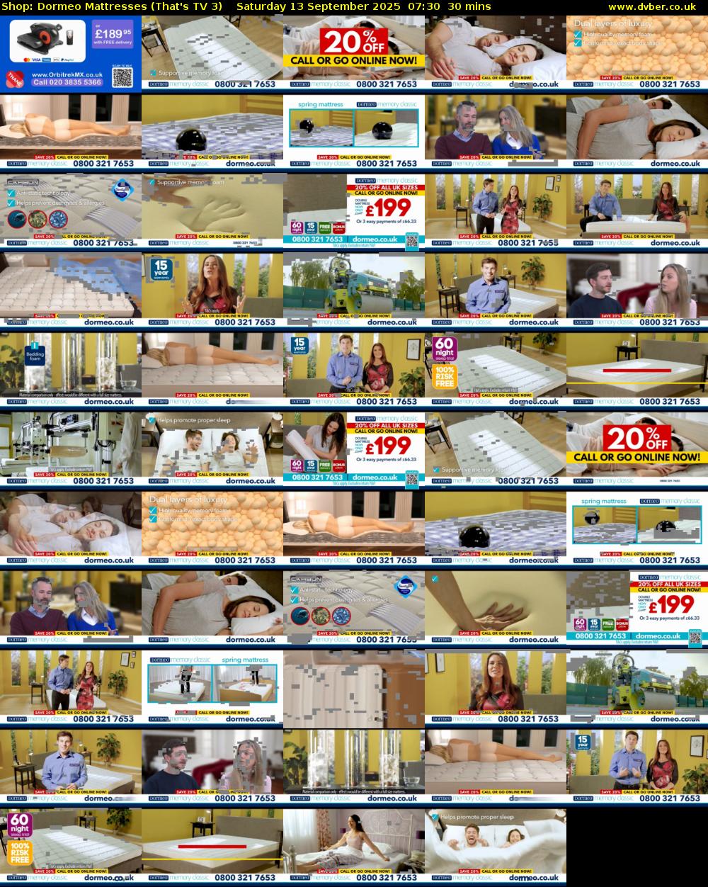 Shop: Dormeo Mattresses (That's TV 3) Saturday 13 September 2025 07:30 - 08:00