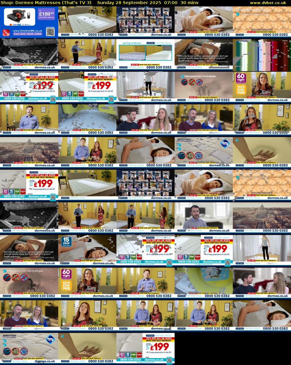 Shop: Dormeo Mattresses (That's TV 3) Sunday 28 September 2025 07:00 - 07:30