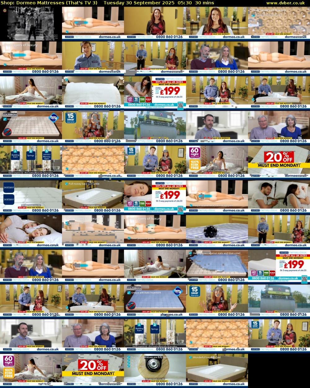 Shop: Dormeo Mattresses (That's TV 3) Tuesday 30 September 2025 05:30 - 06:00