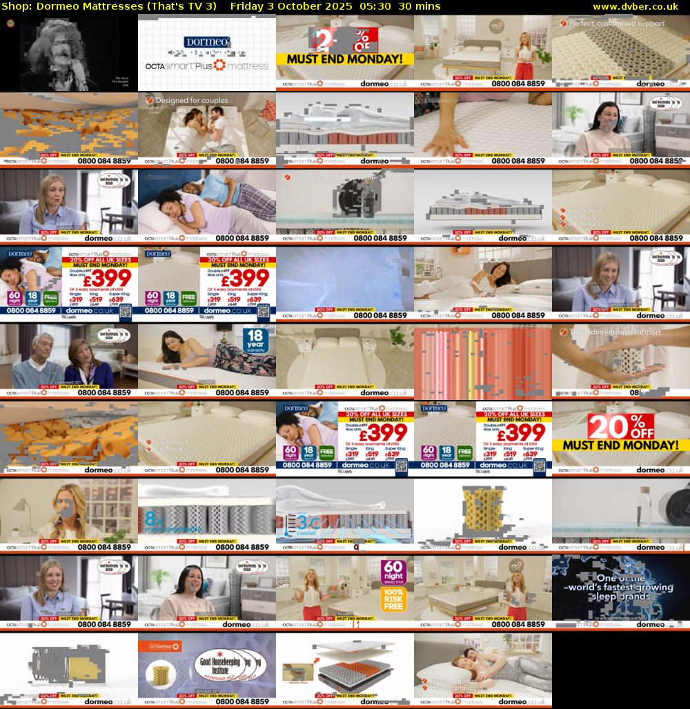 Shop: Dormeo Mattresses (That's TV 3) Friday 3 October 2025 05:30 - 06:00