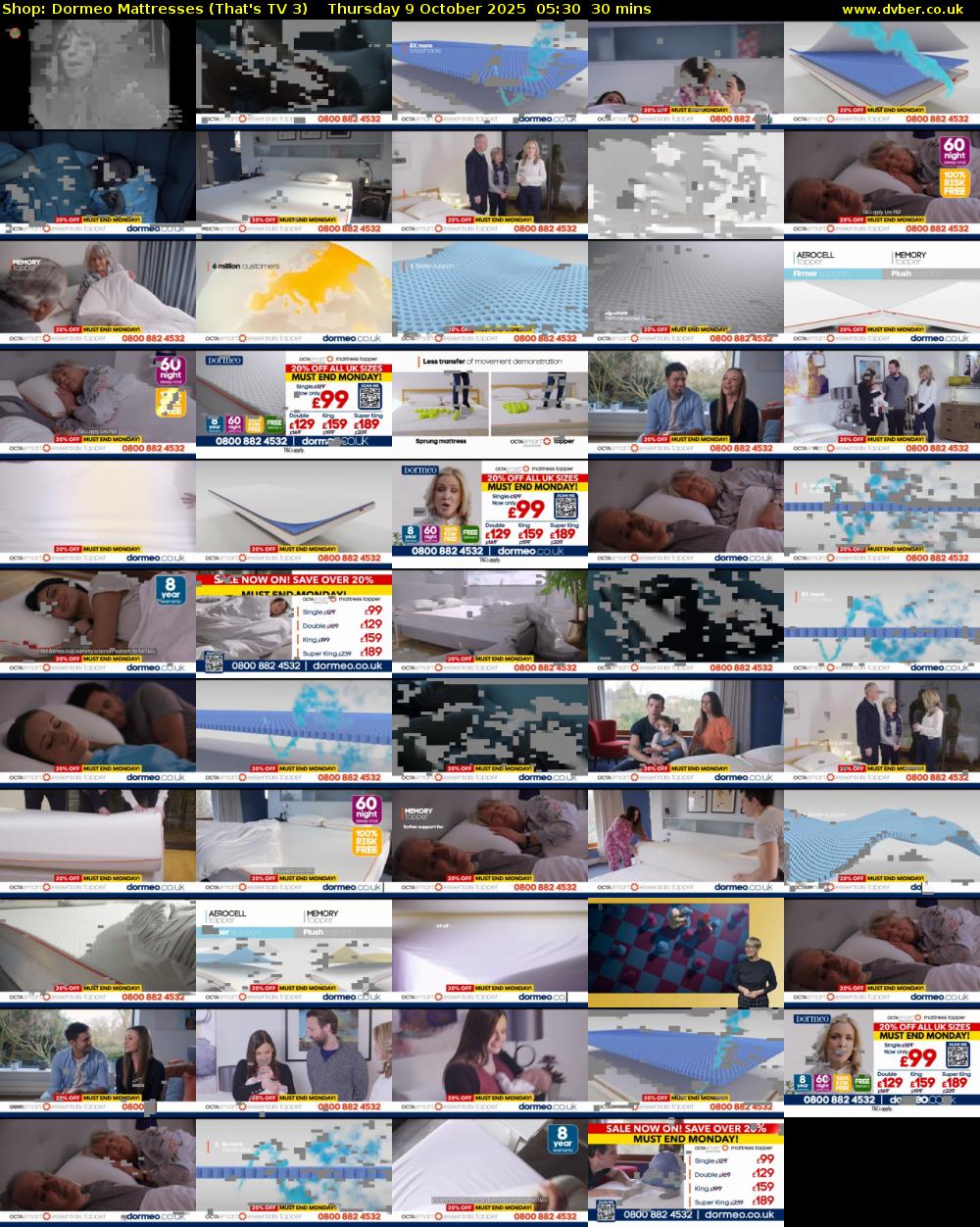 Shop: Dormeo Mattresses (That's TV 3) Thursday 9 October 2025 05:30 - 06:00