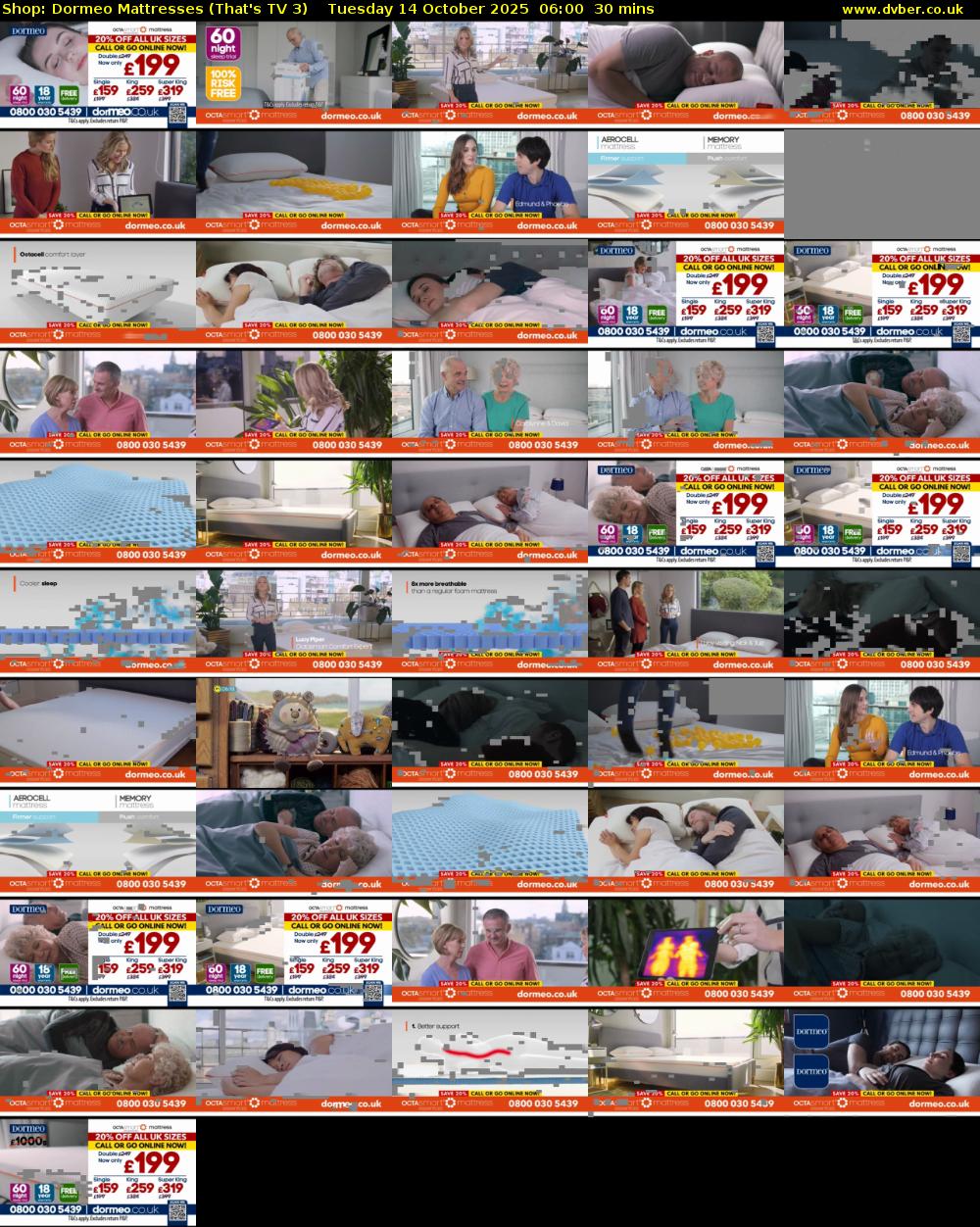 Shop: Dormeo Mattresses (That's TV 3) Tuesday 14 October 2025 06:00 - 06:30