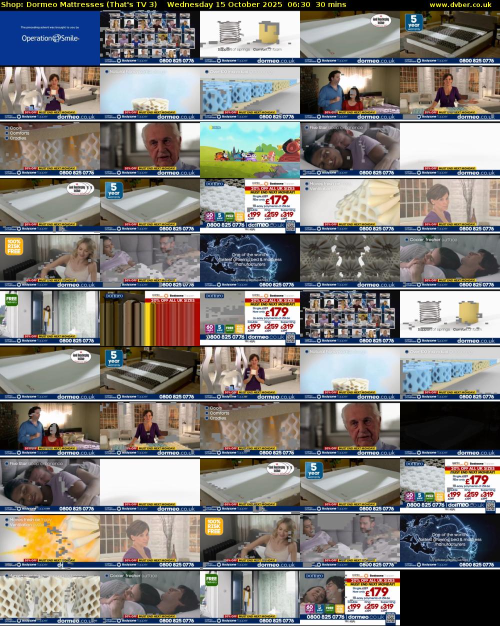 Shop: Dormeo Mattresses (That's TV 3) Wednesday 15 October 2025 06:30 - 07:00