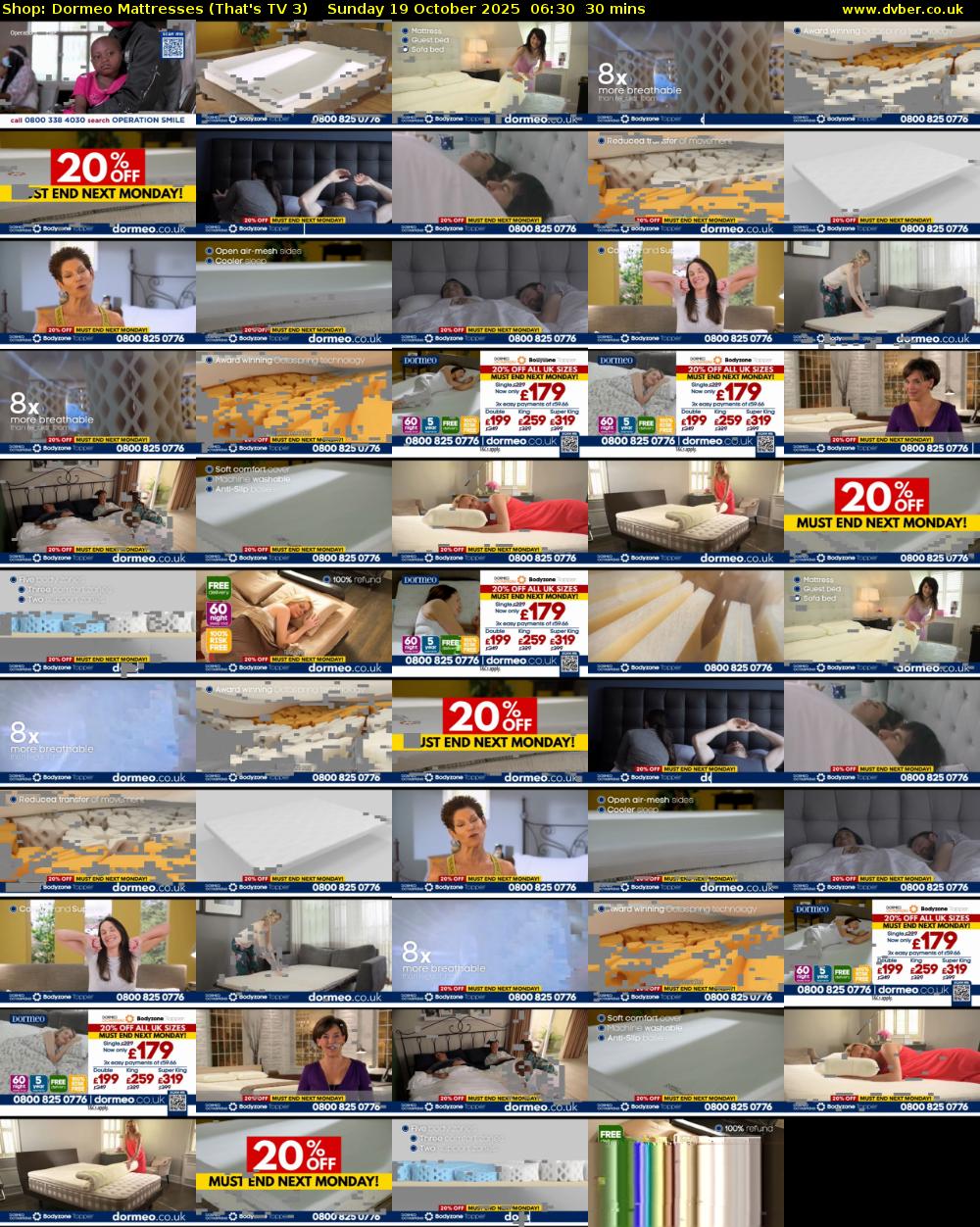 Shop: Dormeo Mattresses (That's TV 3) Sunday 19 October 2025 06:30 - 07:00