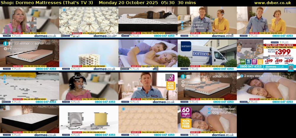 Shop: Dormeo Mattresses (That's TV 3) Monday 20 October 2025 05:30 - 06:00