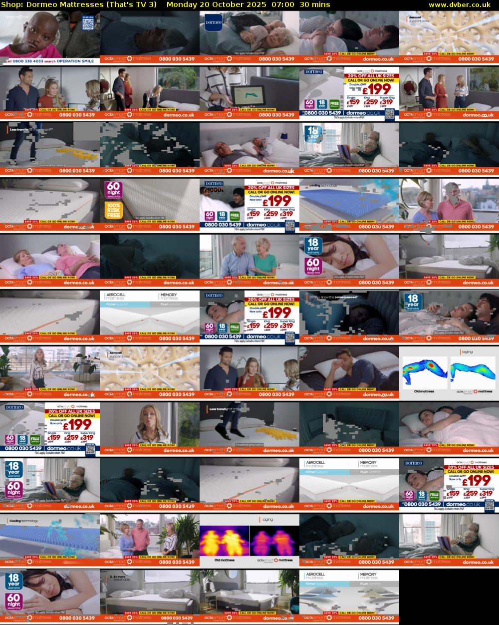 Shop: Dormeo Mattresses (That's TV 3) Monday 20 October 2025 07:00 - 07:30