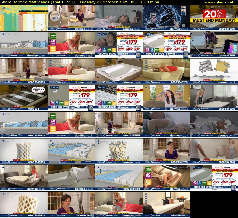 Shop: Dormeo Mattresses (That's TV 3) Tuesday 21 October 2025 05:30 - 06:00