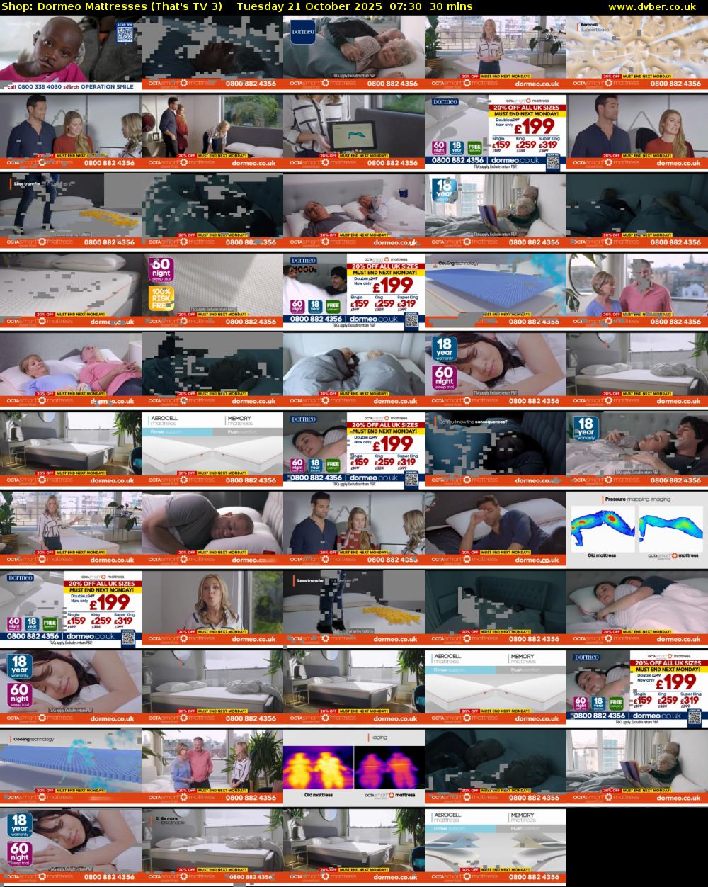 Shop: Dormeo Mattresses (That's TV 3) Tuesday 21 October 2025 07:30 - 08:00
