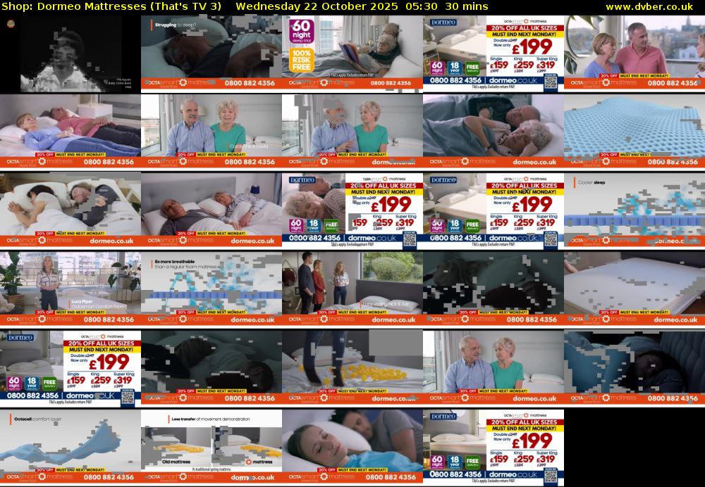 Shop: Dormeo Mattresses (That's TV 3) Wednesday 22 October 2025 05:30 - 06:00