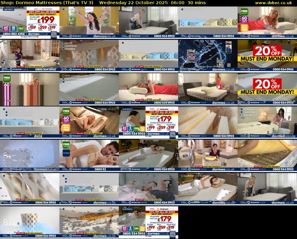 Shop: Dormeo Mattresses (That's TV 3) Wednesday 22 October 2025 06:00 - 06:30