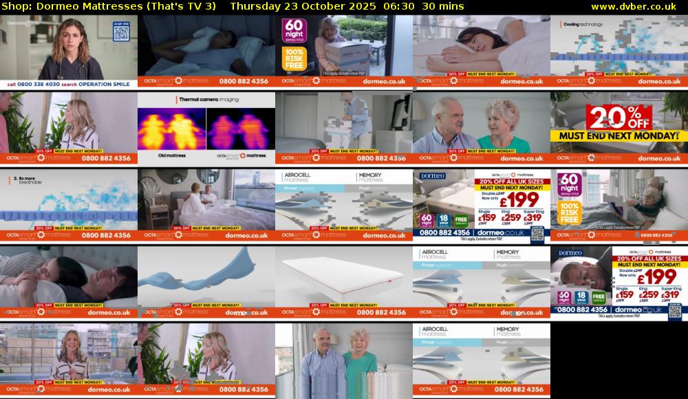 Shop: Dormeo Mattresses (That's TV 3) Thursday 23 October 2025 06:30 - 07:00