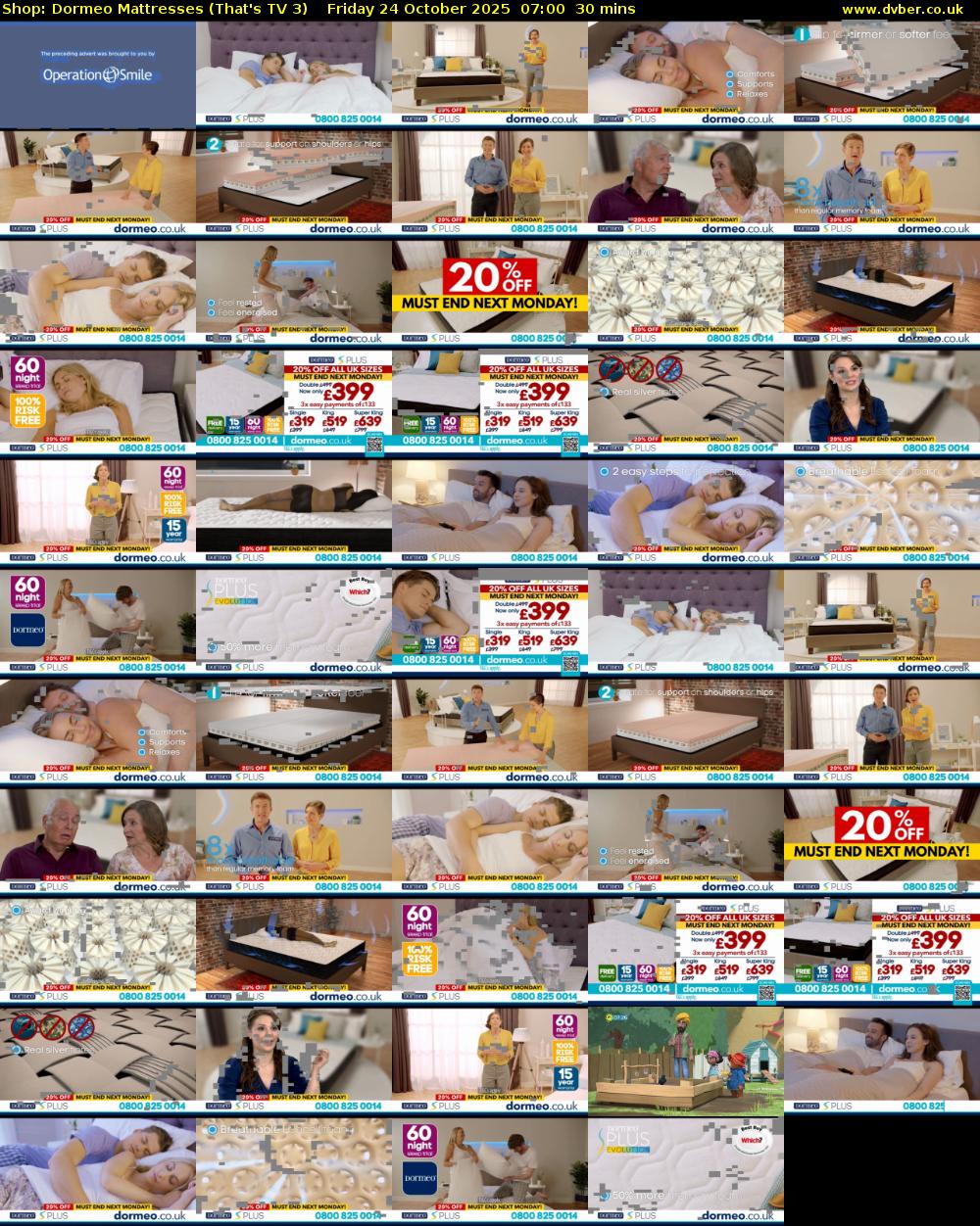 Shop: Dormeo Mattresses (That's TV 3) Friday 24 October 2025 07:00 - 07:30