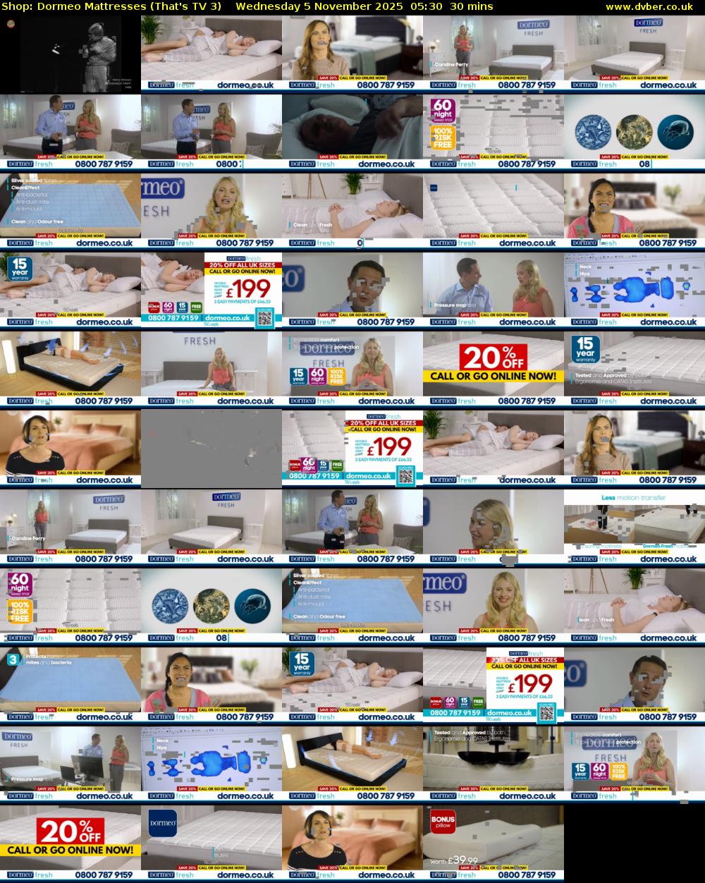 Shop: Dormeo Mattresses (That's TV 3) Wednesday 5 November 2025 05:30 - 06:00