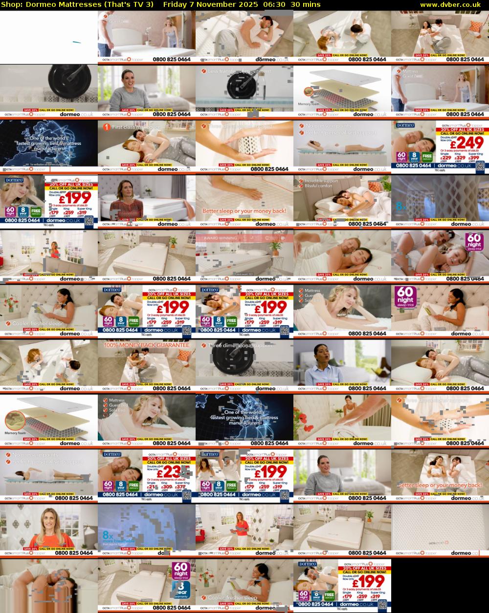 Shop: Dormeo Mattresses (That's TV 3) Friday 7 November 2025 06:30 - 07:00