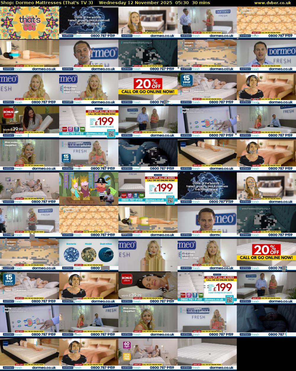 Shop: Dormeo Mattresses (That's TV 3) Wednesday 12 November 2025 05:30 - 06:00