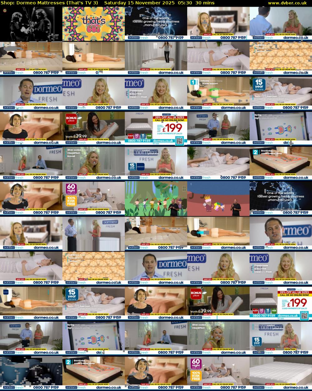 Shop: Dormeo Mattresses (That's TV 3) Saturday 15 November 2025 05:30 - 06:00