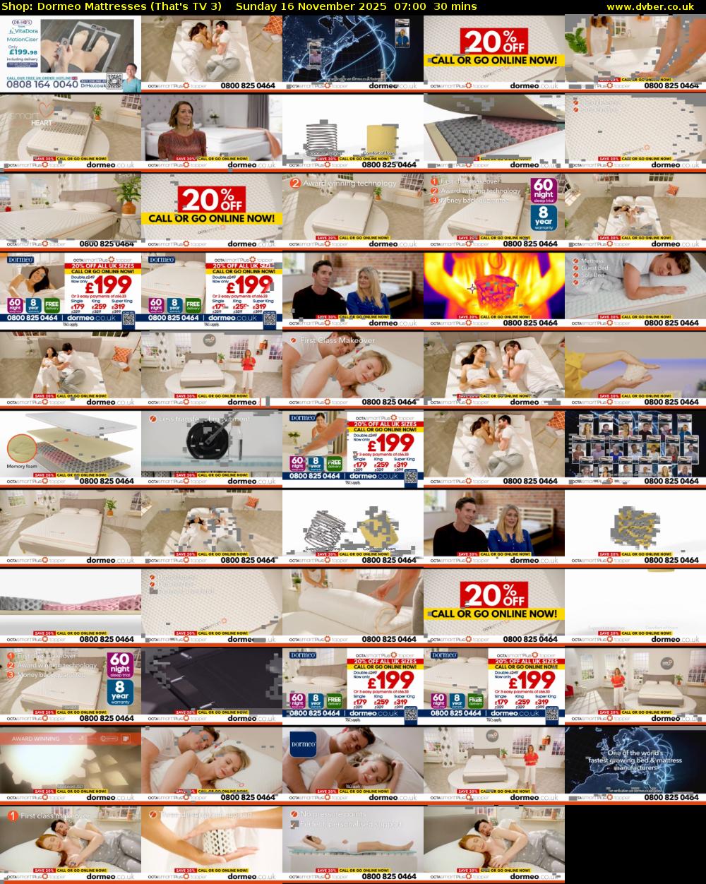 Shop: Dormeo Mattresses (That's TV 3) Sunday 16 November 2025 07:00 - 07:30