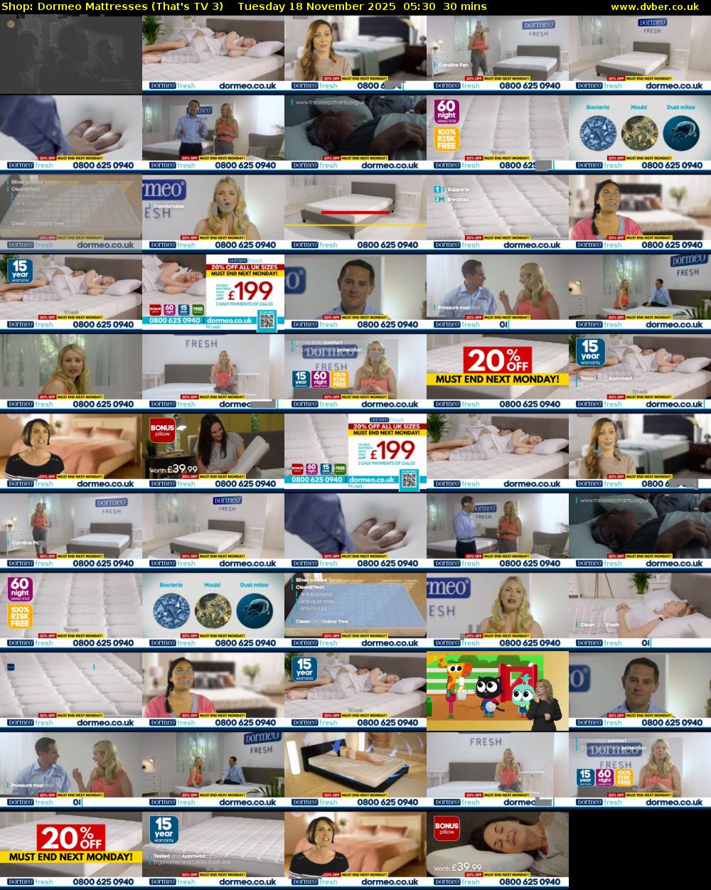 Shop: Dormeo Mattresses (That's TV 3) Tuesday 18 November 2025 05:30 - 06:00