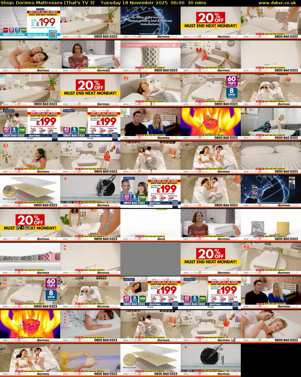 Shop: Dormeo Mattresses (That's TV 3) Tuesday 18 November 2025 06:00 - 06:30
